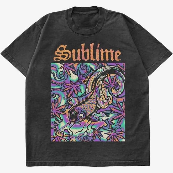 Sublime Psychedelic Fish Graphic T-Shirt
