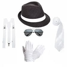 Michael Jackson Costume Set White Glove Hat Braces Aviator Glasses Fancy Dress