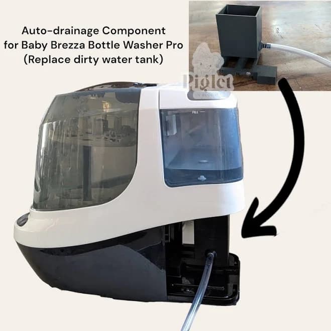 NEW IMPROVED version - Auto-drainage Component (with hose) for Baby Brezza Bottle Washer Pro (Replace dirty water tank) - upgraded version 2