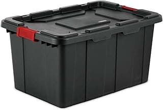 14669004 27 Gallon/102 Liter Industrial Tote, Black Lid & Base w/Racer Red Latches