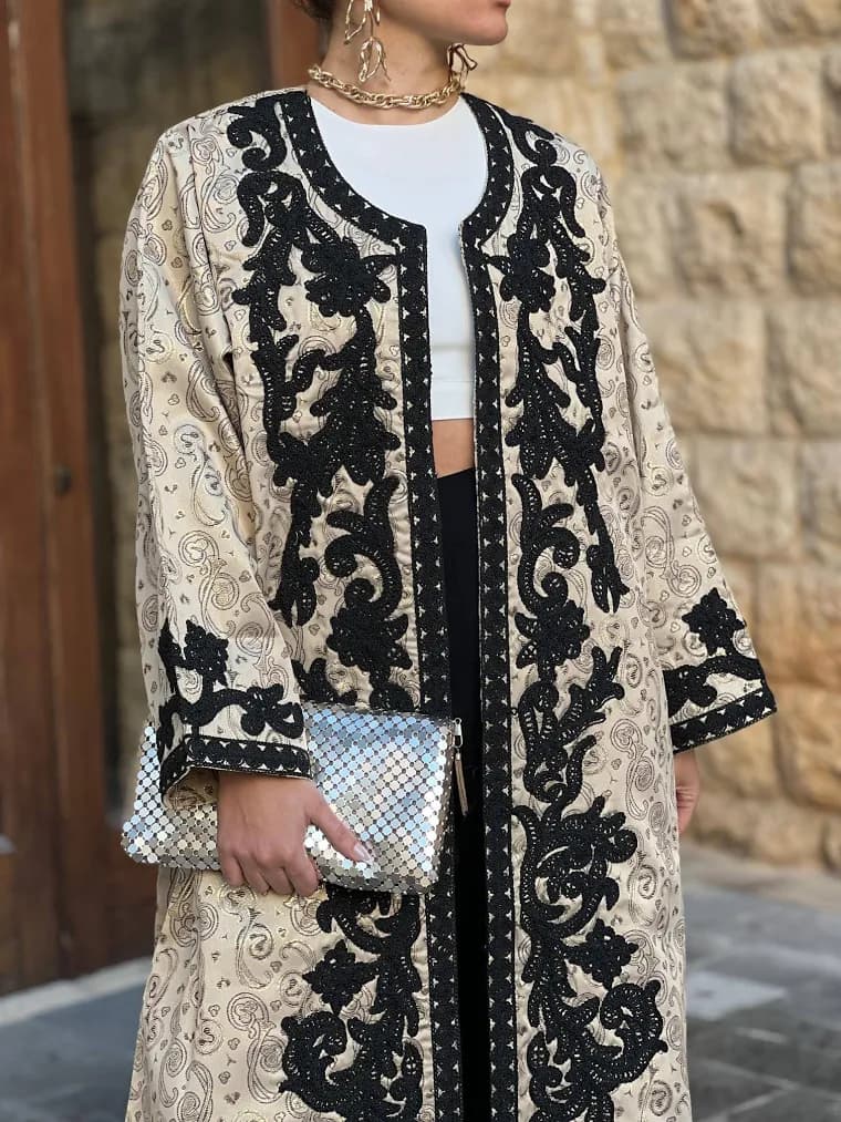 Women's Open Cape Embroidered Abaya