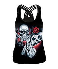 You're My Secret] 2025 Summer Skull Girl Digital Printed Women's Tank Tops Fantastic Gothic Style Sling Top Sexy Backless Vest