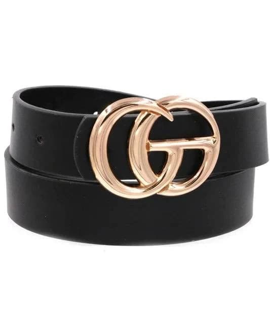Faux Leather Belt with Double Metal Ring