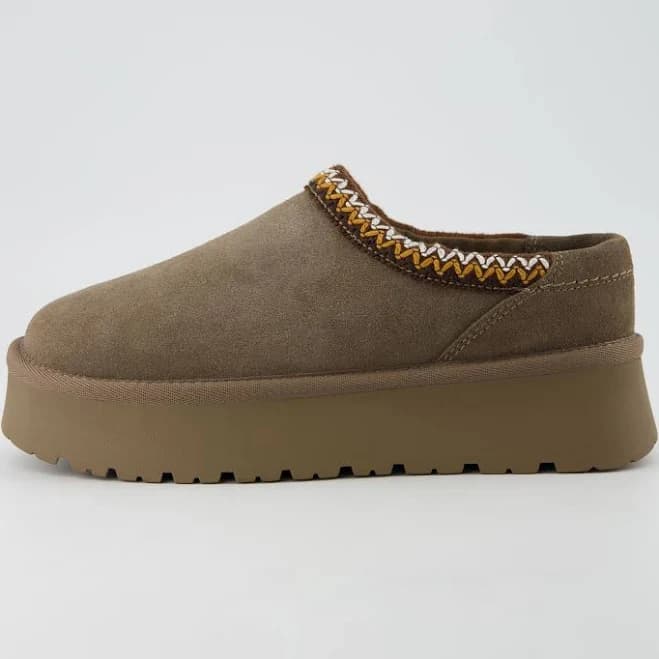 Cushionaire Women's Kabuki Genuine Suede Shearling Platform Slippers