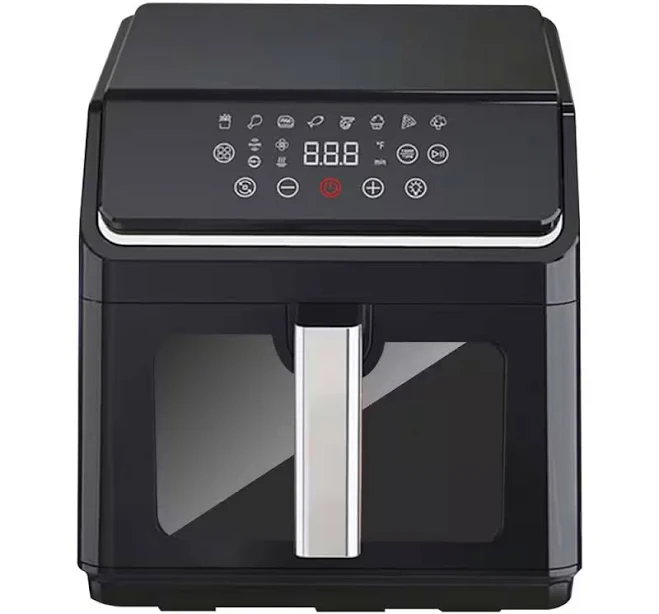 8.7 Qt. Black Air Fryer With 8-in-1 Cooking Presets, Large Square