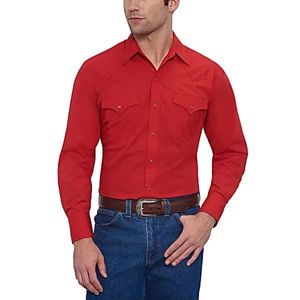 Ely Cattleman Men's Long Sleeve Solid Western Snap Shirt
