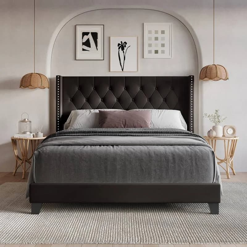 home design Homer Tufted Upholstered Panel Bed