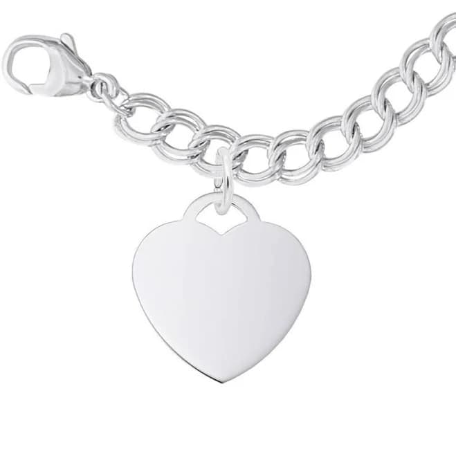 REEDS Sterling Silver Medium Heart Charm and Bracelet Set