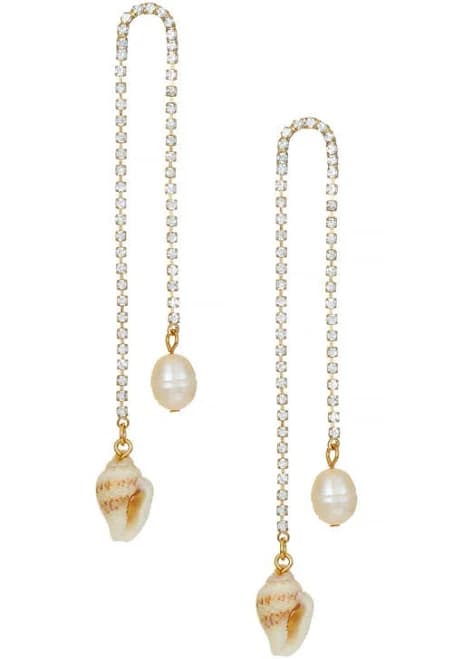 Ettika Balanced Shell and Pearl Dangle Earrings