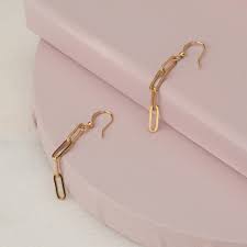 14K Gold Filled Chain Earrings: Minimalist Dangle Drop Link Earrings - Etsy