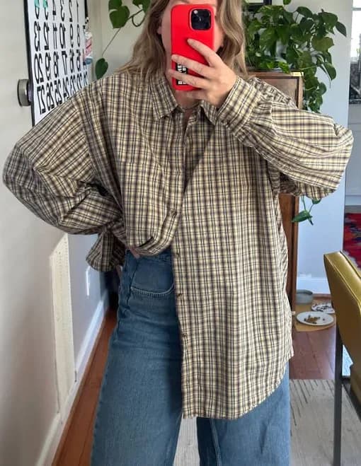 Vintage 90s Oversized Plaid Cotton Shirt