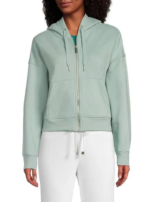 Calvin Klein Women's Fleece Crop Zip-Front Long-Sleeve Hoodie