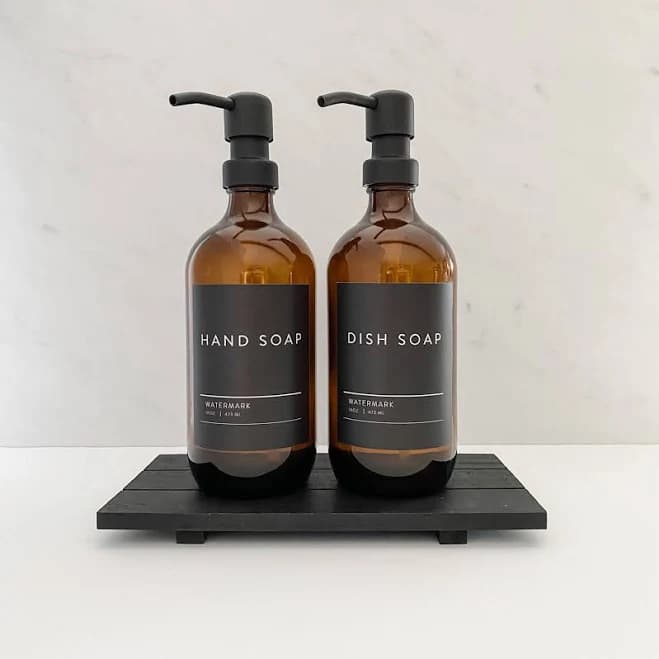 Amber Glass Soap Dispenser Bottle