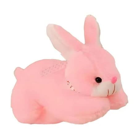 Wdhugt Rabbit Plush Toy Stuffed Animal With Floppy Ears Soft Cuddly Doll For Kids Boys Girls Room Decoration Pink Color Cotton Material Pink