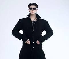 Men's Fashion Punk Gothic Stand Collar Long Sleeve Double Zipper Kniting Sweater | eBay