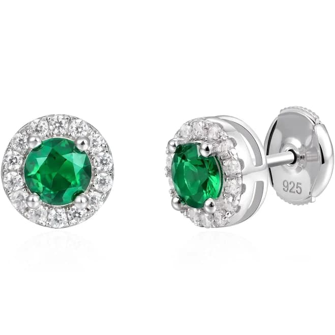 Women's S925 Halo Round Cut Stud Earring