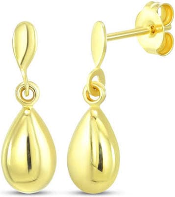 14K Yellow Gold Teardrop Dangle Earrings