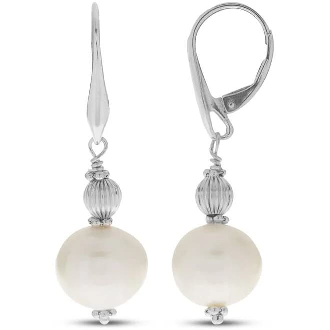 Sterling Silver Cultured Pearl and Bead Drop Earrings