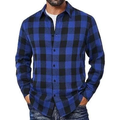 COOFANDY Men's Long Sleeve Plaid Flannel Shirt