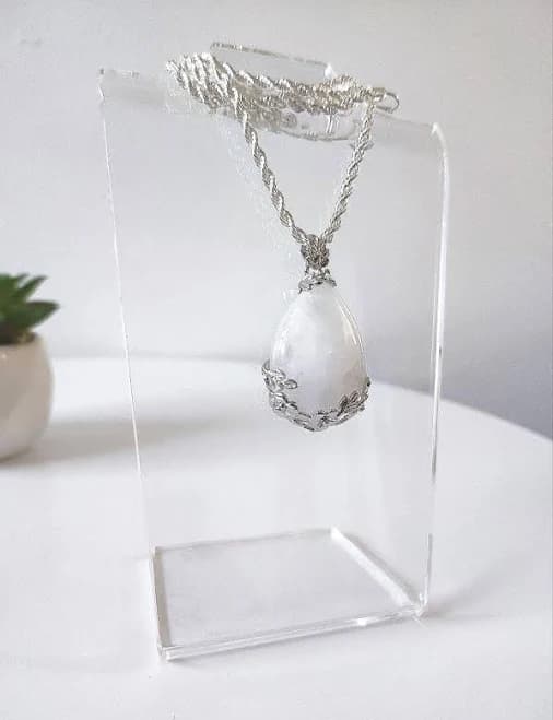 Sterling Silver Rock Crystal Flower Pendant Necklace