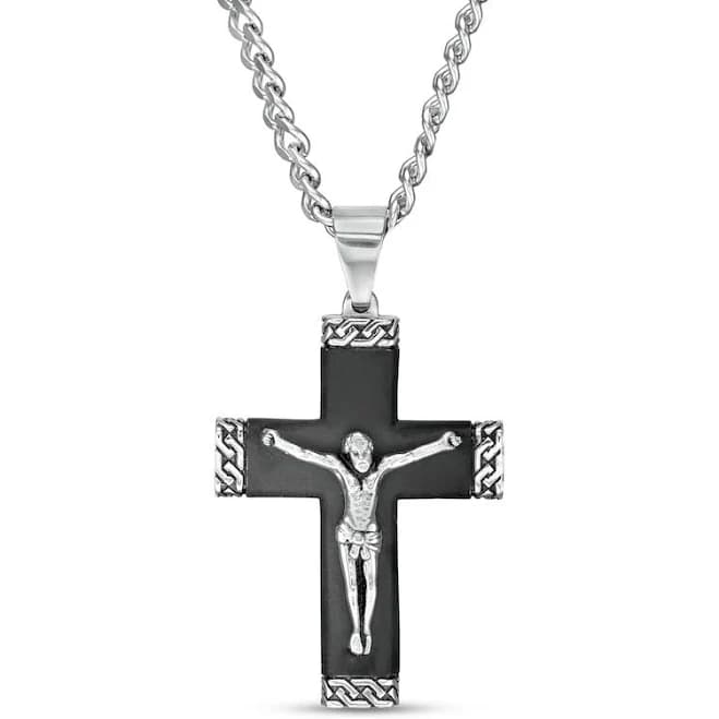 Men's 24 inch Stainless Steel Cross Pendant Necklace