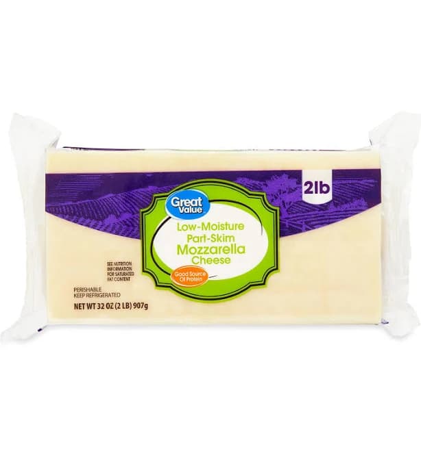 Great Value Low-Moisture Part-SKIM Mozzarella Cheese