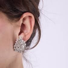 Mid Century 14 carat diamond 18k white gold cluster earrings | eBay