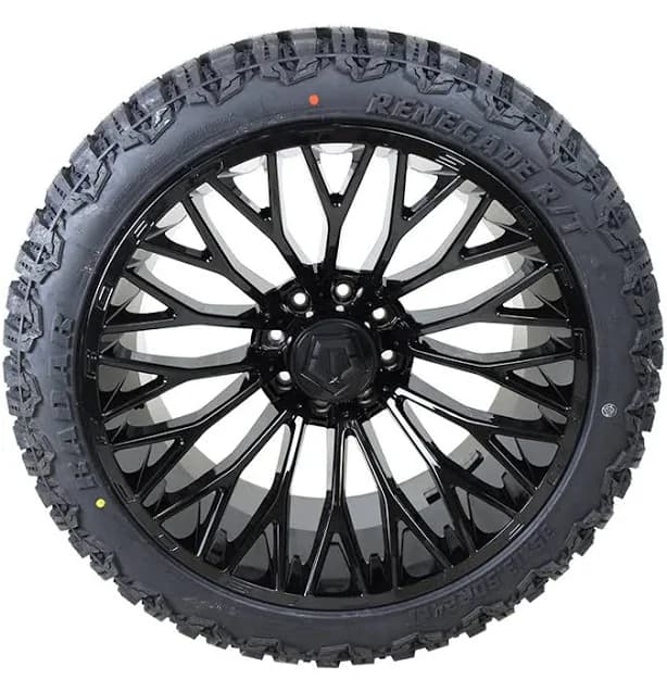 22x12 TIS 566B All Black 35x12.50R22 Radar Tires Renegade R/T Wheel and Tire Package