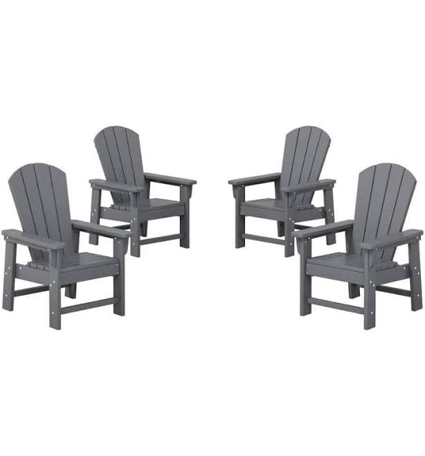 Westin Outdoors Laguna WO Home Furniture Adirondack Chair 4 PC Set Classic Outdoor Patio Folding Chair for Bon Fire Pit Lawn Backyard Beach Plastic Weather-Resistant (Gray)