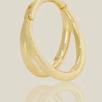 14K Solid Gold Double Septum Clicker Hoop Septum Ring
