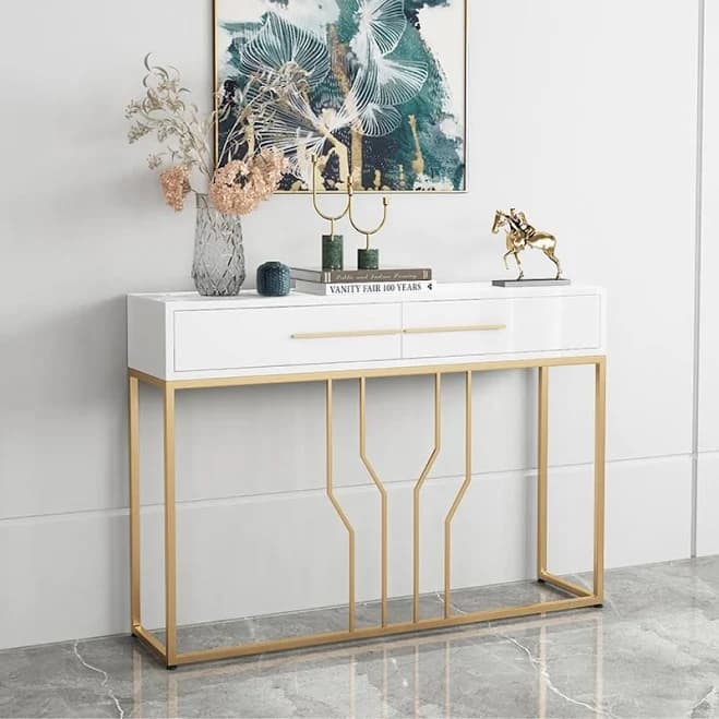32" Modern Narrow Black Console Table