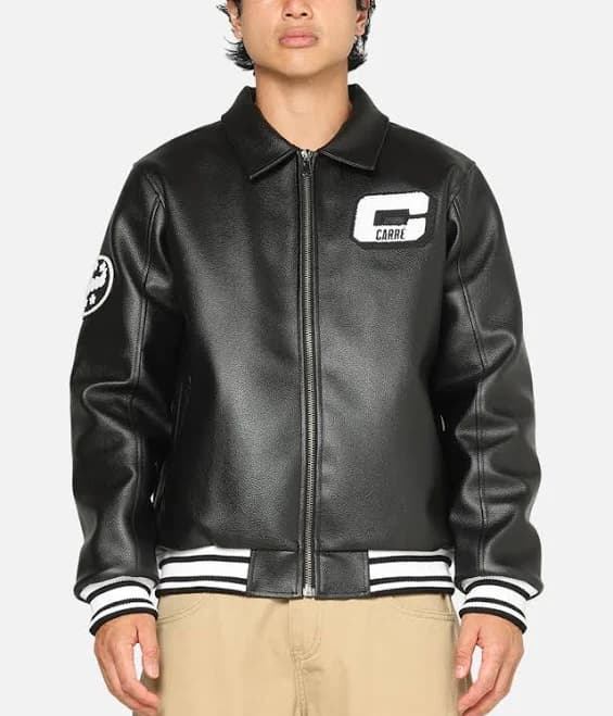 Vegan Leather Varsity Jacket