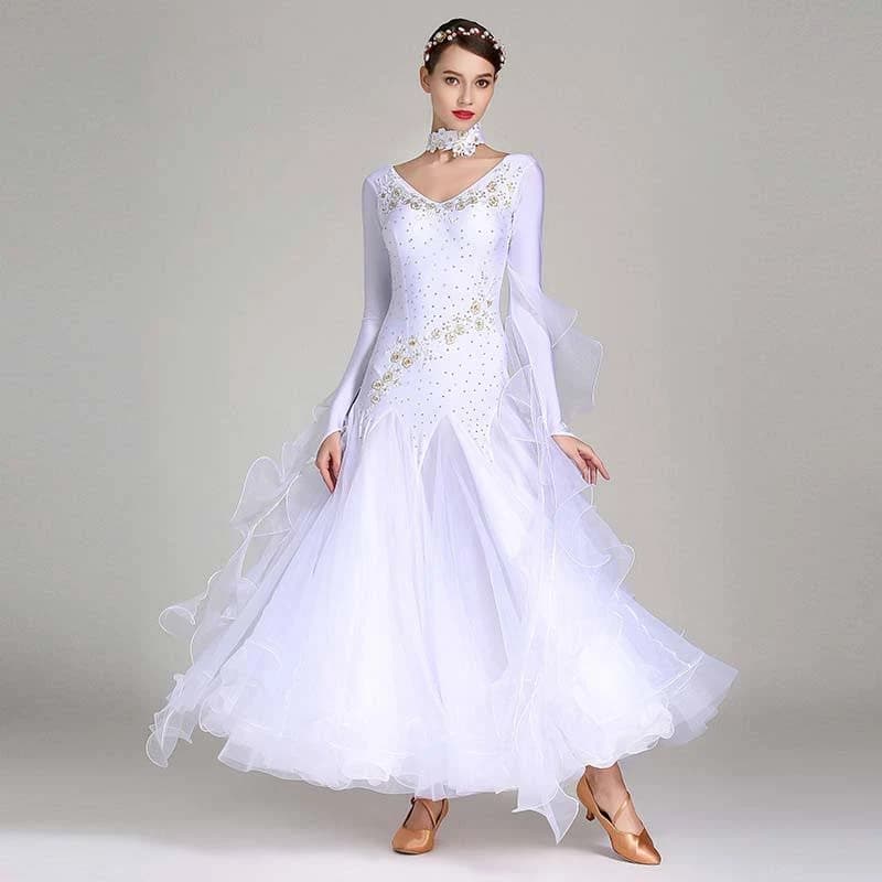 Women's Long Sleeve Waltz Modern Ballroom Dance Dress