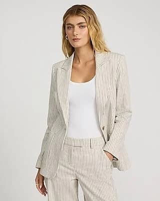 Express Women's Long Slim Cropped Striped Blazer