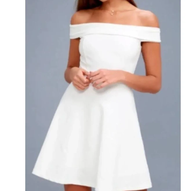 Lulus Exclusive Off-the-Shoulder Skater Dress