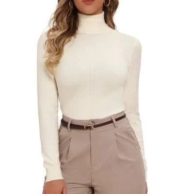 Inspire Chic Women's Mock Neck Long Sleeve Ribbed Sweater