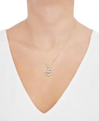 Macy's White Cubic Zirconia MOM Heart Pendant Necklace (1 ct. t.w.) in 10k Yellow Gold - Macy's