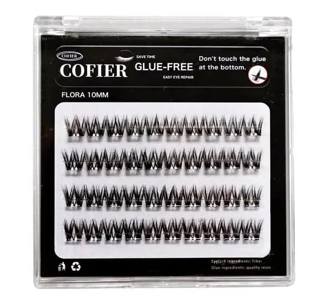 COFIER Self-Adhesive Fiber-Based Cluster Lash Kit, No Glue Makeup Beauty Products, Multi-Size 10/12/14mm, Lightweight Beginner-Friendly False
