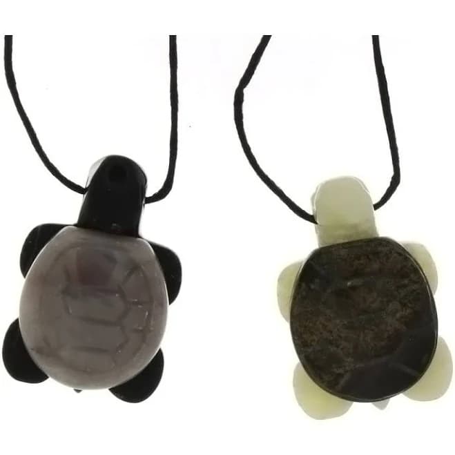 Corded Gemstone Turtle Necklace