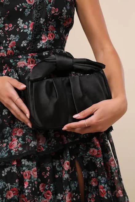 Lulus Satin Knot Handle Clutch Bag