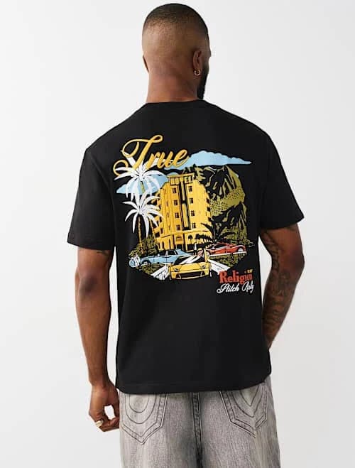 True Religion Men's Scenic Hotel Graphic T-Shirt