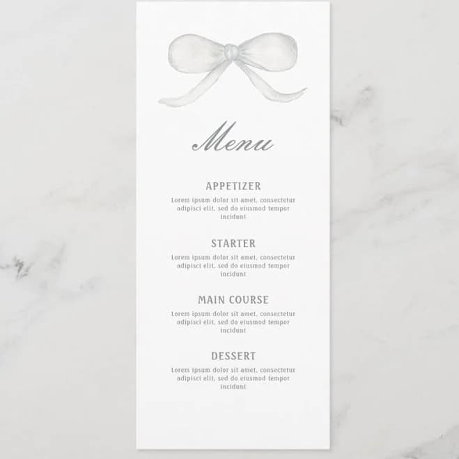 White Bow Classic Menu