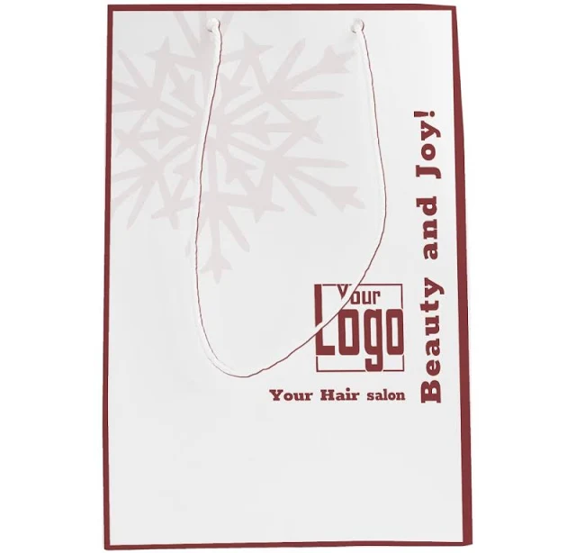 Christmas Season Burgundy White Hair Salon Paper Gift Bag