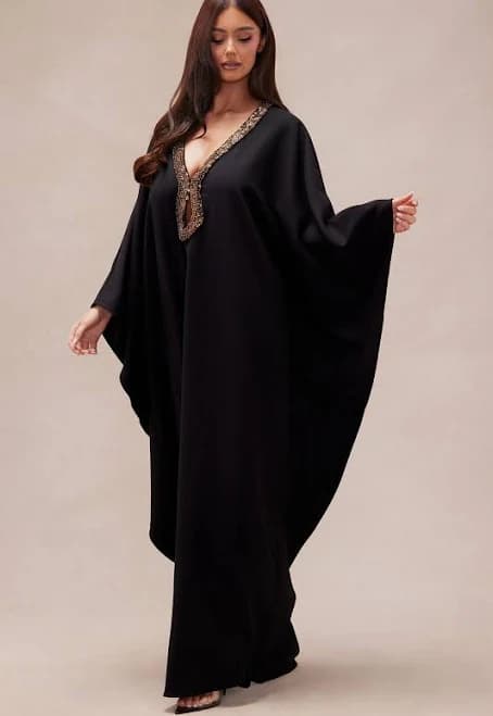 Fashion Nova Sierra Kaftan Embellished Crepe Maxi Dress