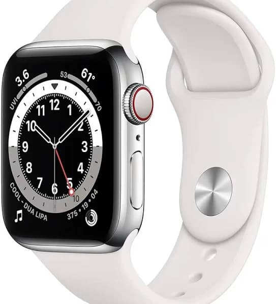 Apple Watch Series 6 Silver Stainless Steel Case White Sport Band 40MM 81% - Electronics