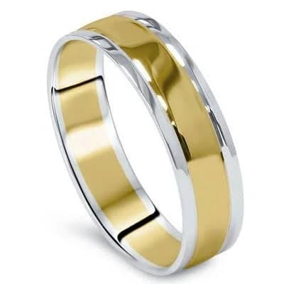 Bliss Diamond 14K Gold Two Tone Wedding Band Ring