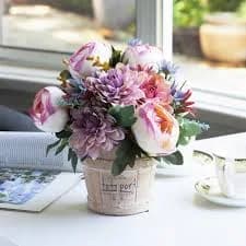 Mixed Daisy and Peony Flower Arrangement in Pot