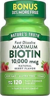 Biotin 10000mcg | 120 Fast Dissolve Tablets | Maximum Strength | Natural Berry Flavor | Vegan, Non-GMO & Gluten Free Supplement
