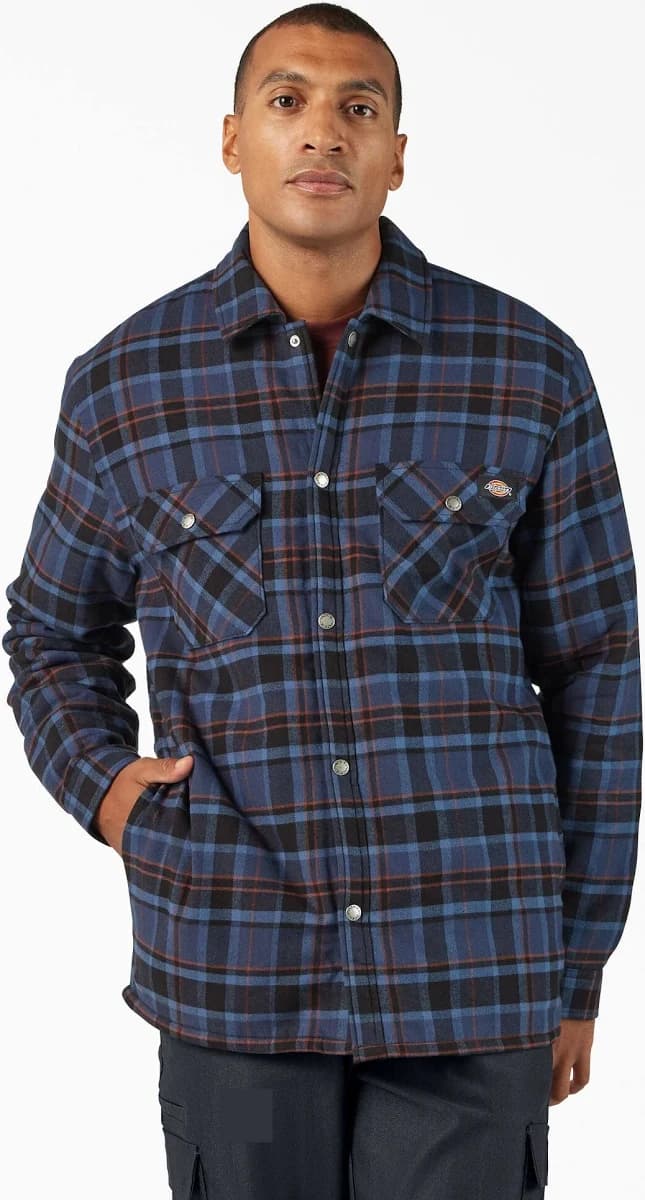 Dickies Men's Sherpa Lined Flannel Shirt Jacket