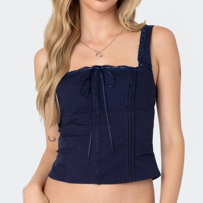 Edikted Women's Cotton Stretch Poplin Corset Top